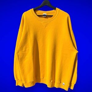 Vintage 90s Russell Athletic mustard yellow crewneck sweater